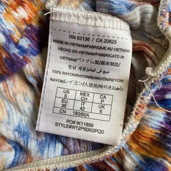 Guess Women's Cold Shoulder Top Size S Ruffle Elastic Waist Tie Neck Y2K Artsy - Picture 14 of 14